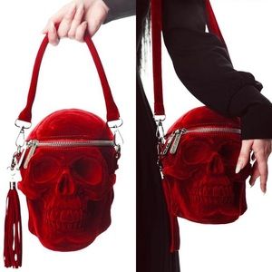 Red Velvet Skull Handbag